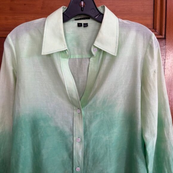 Green Ombre Theory Buttoned Long Sleeved Dress Shirt M - Picture 8 of 8